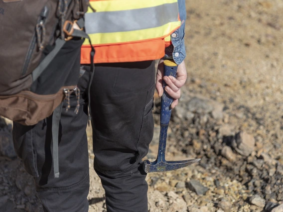 Geologist holding hammer