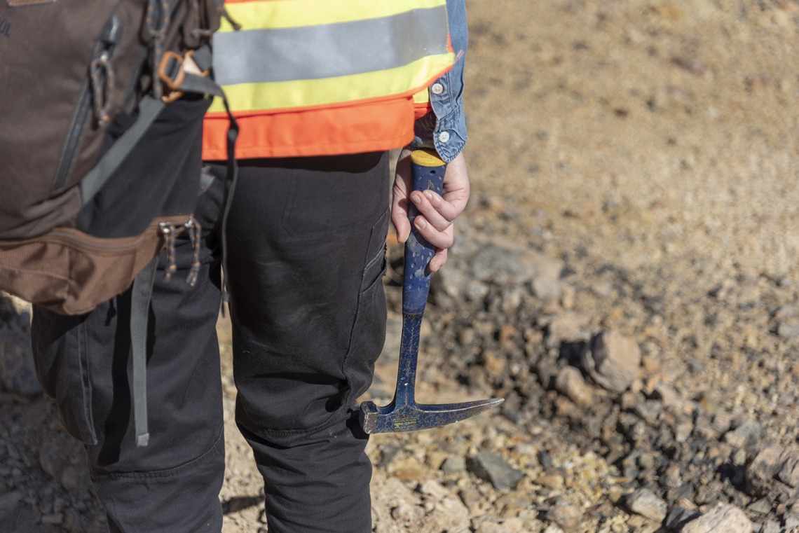 Geologist holding hammer